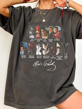 Elvis Presley Shirt, Retro Rock and Roll Tee, Vintage Elvis Charcoal Color Tee
